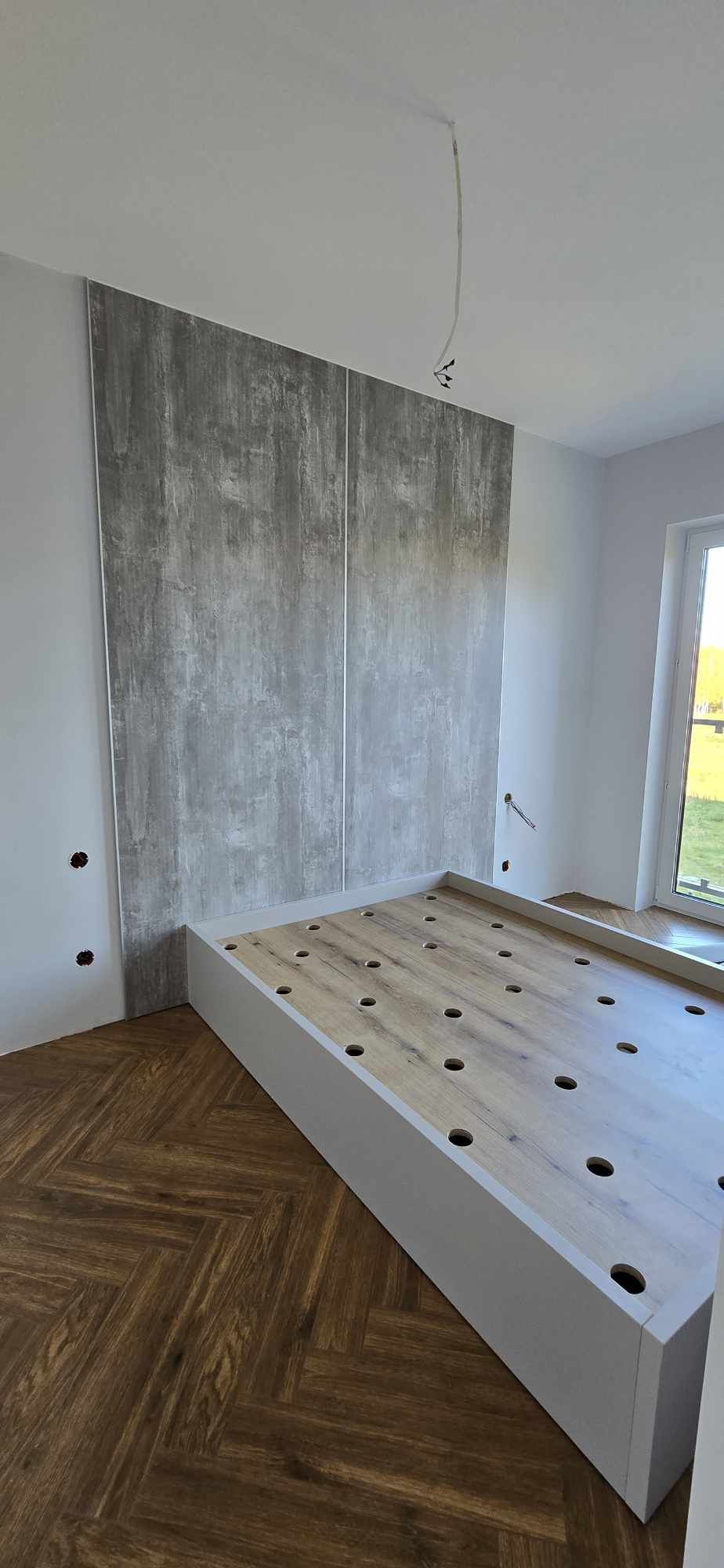 Stelaż łóżka – projekt sypialni w Częstochowie.